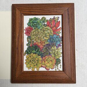 Wood Framed Floral Art Print Wooden Decor Gift Still Life Artwork Cottage
